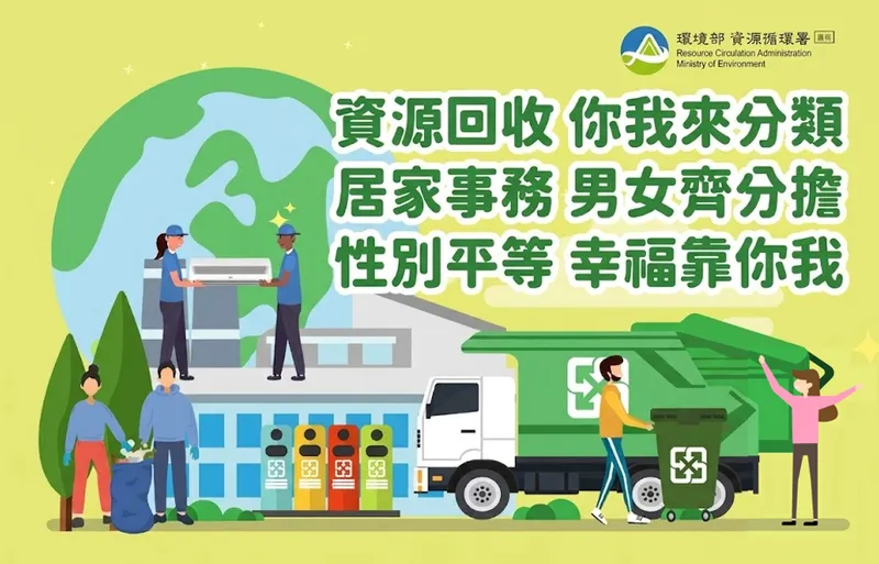 性別平等 幸福靠你我 資源回收宣導海報